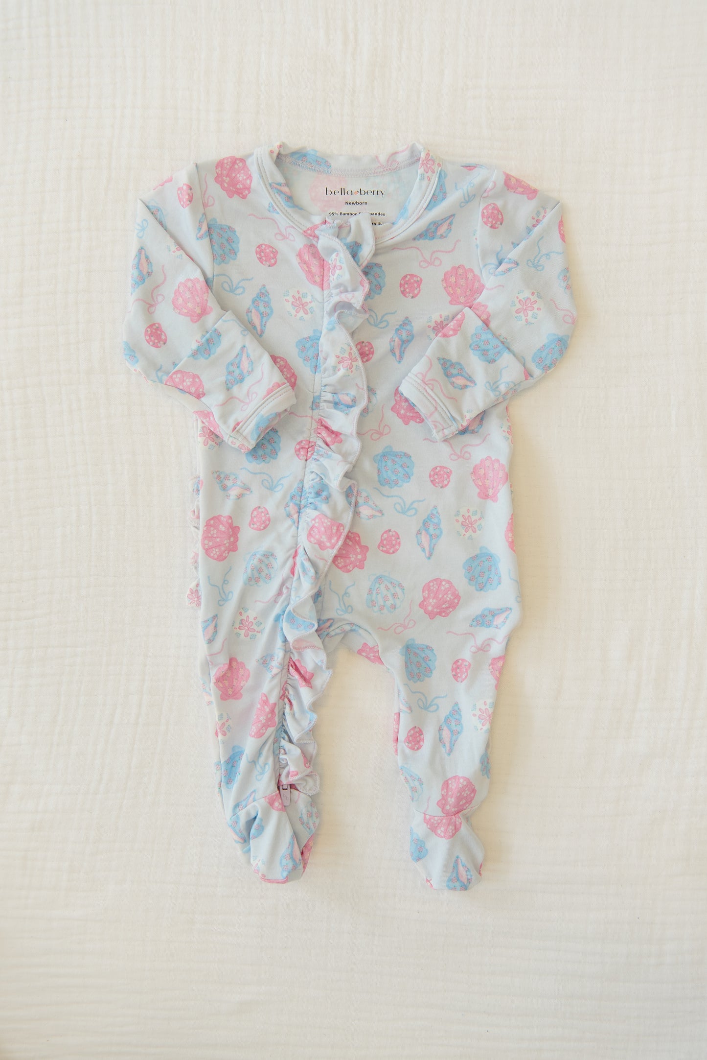 Shells Of Summer Ruffled Footie