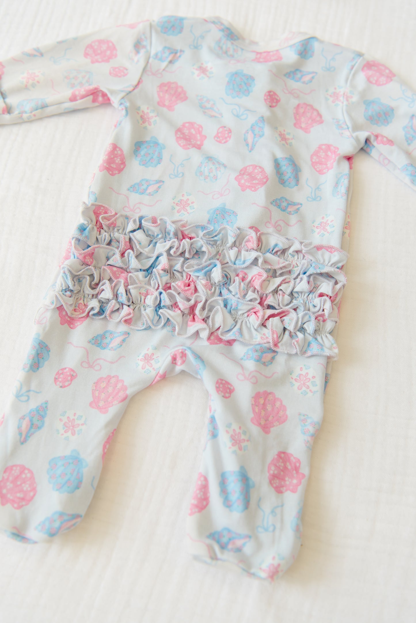Shells Of Summer Ruffled Footie