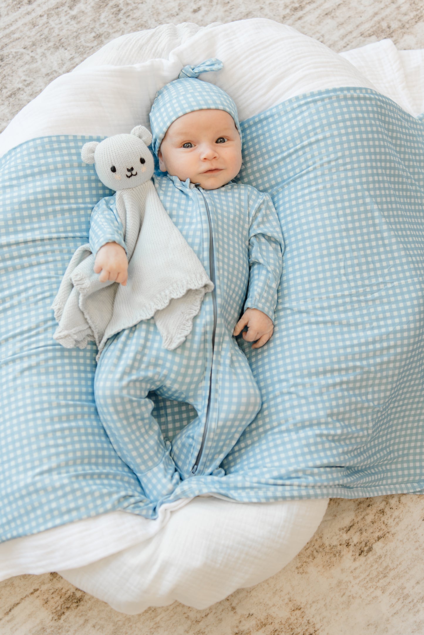 Blue Gingham Swaddle | Blanket