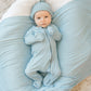 Blue Gingham Bamboo Footie