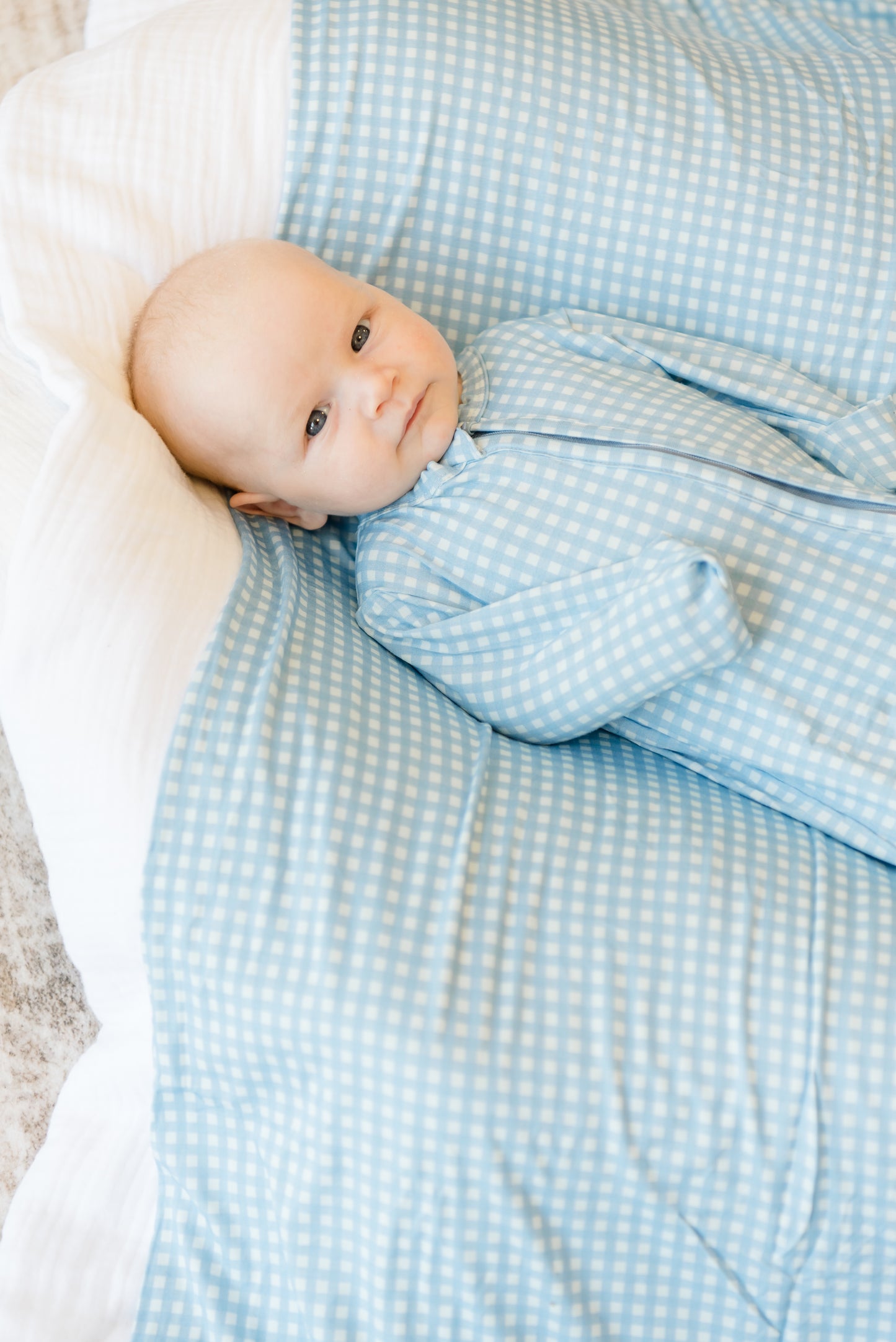 Blue Gingham Swaddle | Blanket