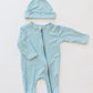 Blue Gingham Bamboo Footie