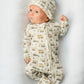Santa's Work Zone Organic Waffle Knit Footie With Hat