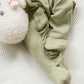 Organic Waffle Knit Ruffled Footie With Bow - Holiday