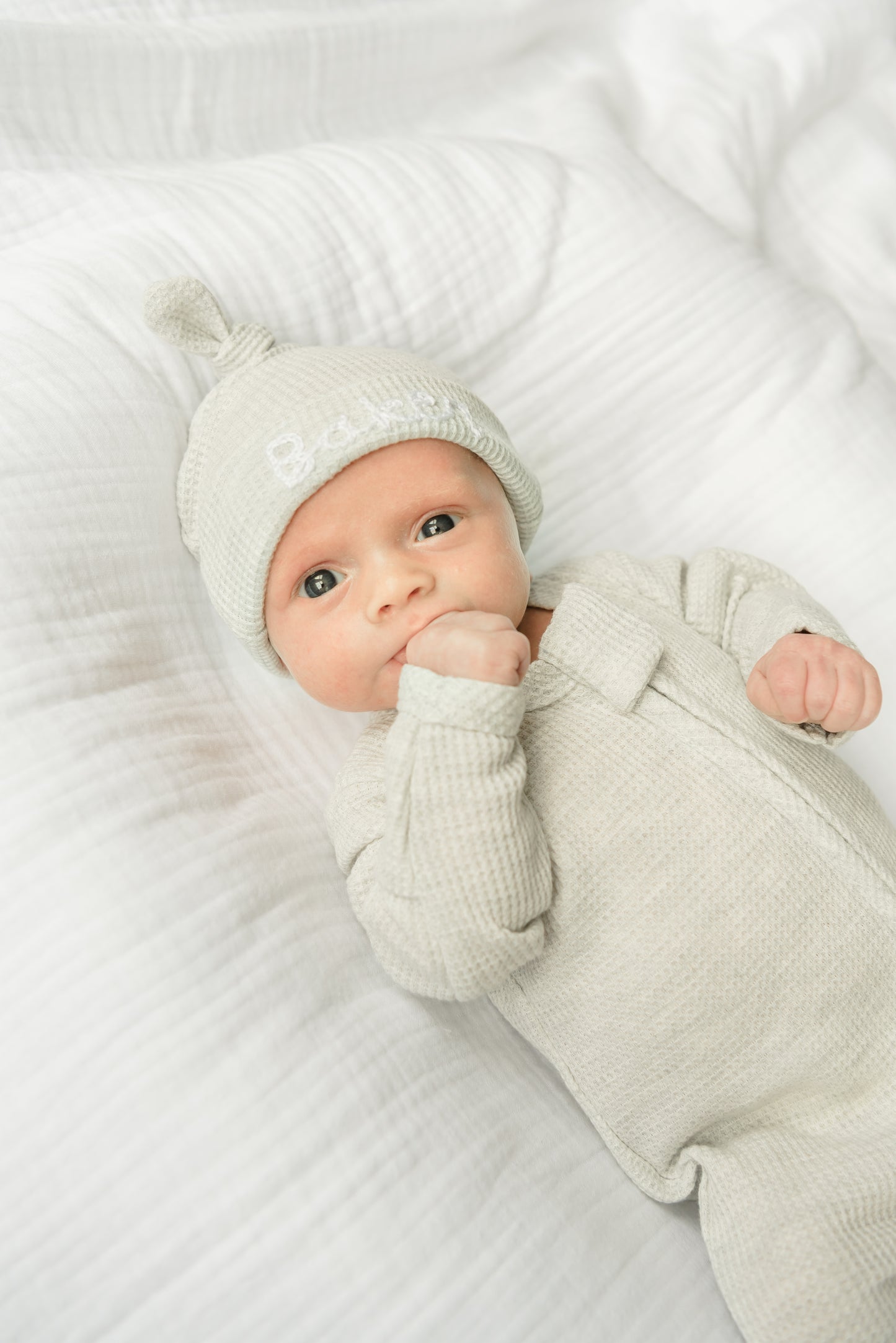 Hand Stitched Waffle Knit Hat