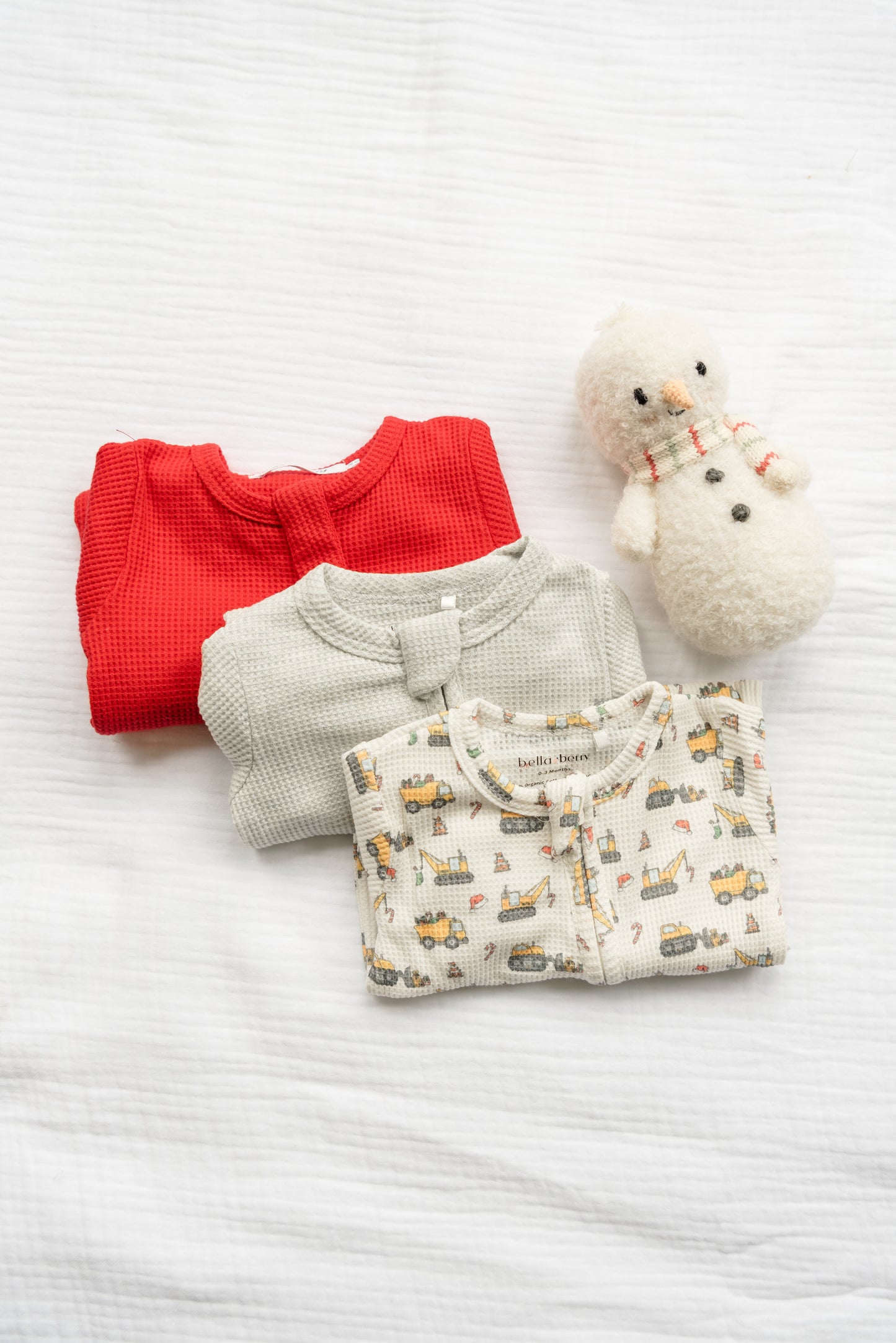 Santa's Work Zone Organic Waffle Knit Footie With Hat