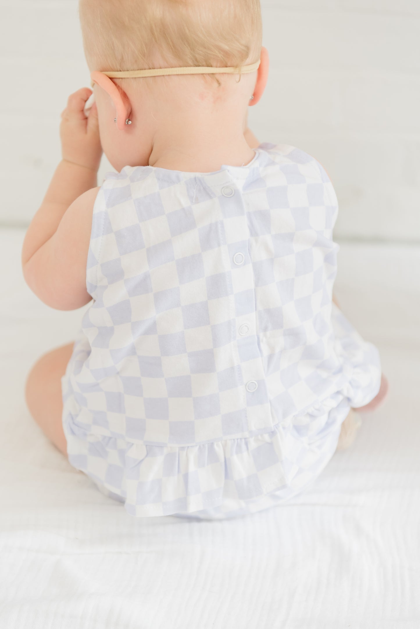 Embroidered Organic Cotton Checkered Baby Girl Set