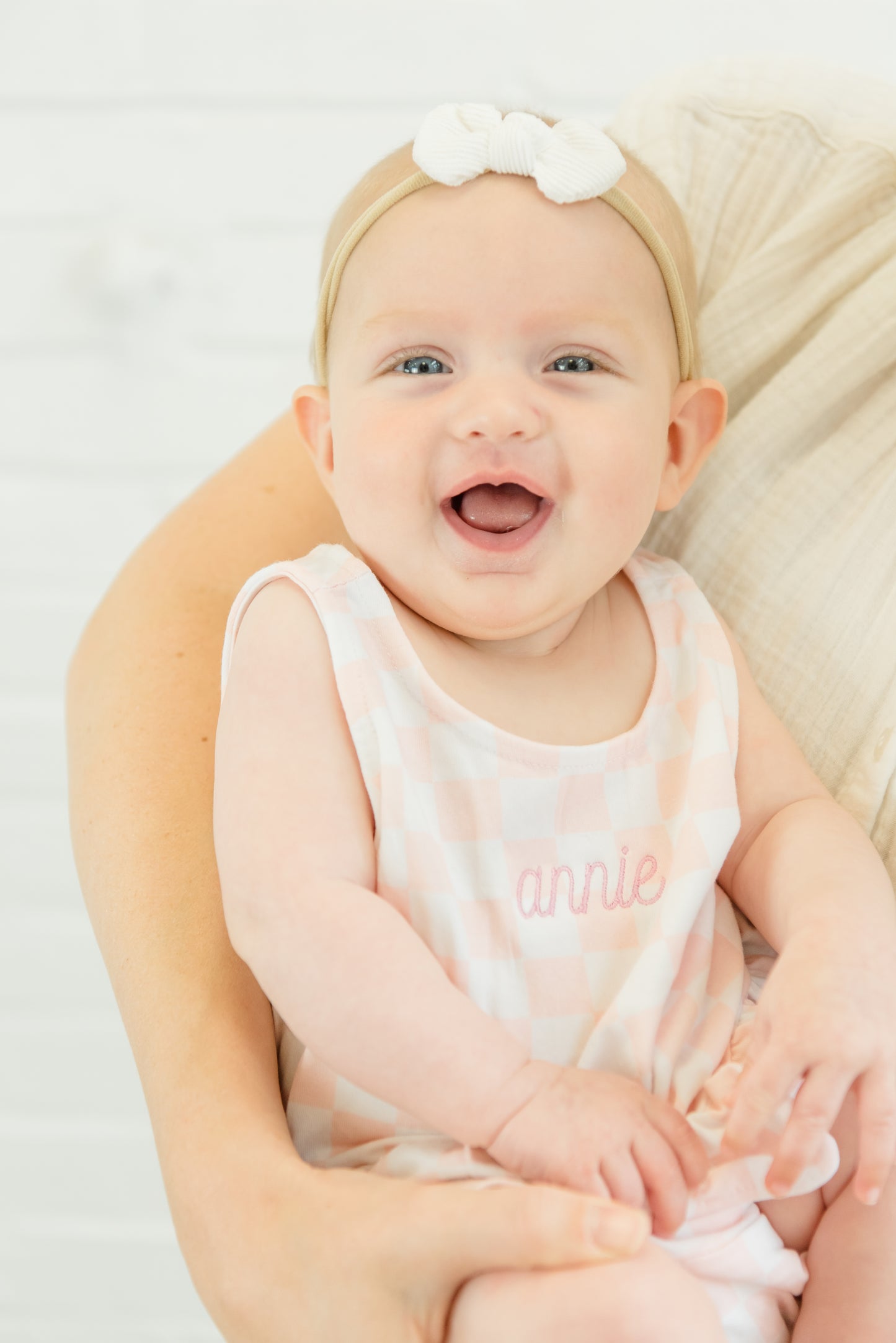 Embroidered Organic Cotton Checkered Baby Girl Set