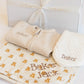 Personalized Baby Gift Set | Organic Waffle Footie, Bear-y Cute Bamboo Swaddle & Burp Cloth
