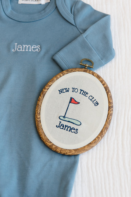 Embroidered Linen Name Plate