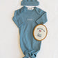 Personalized Organic Cotton Knotted Gown with Hat