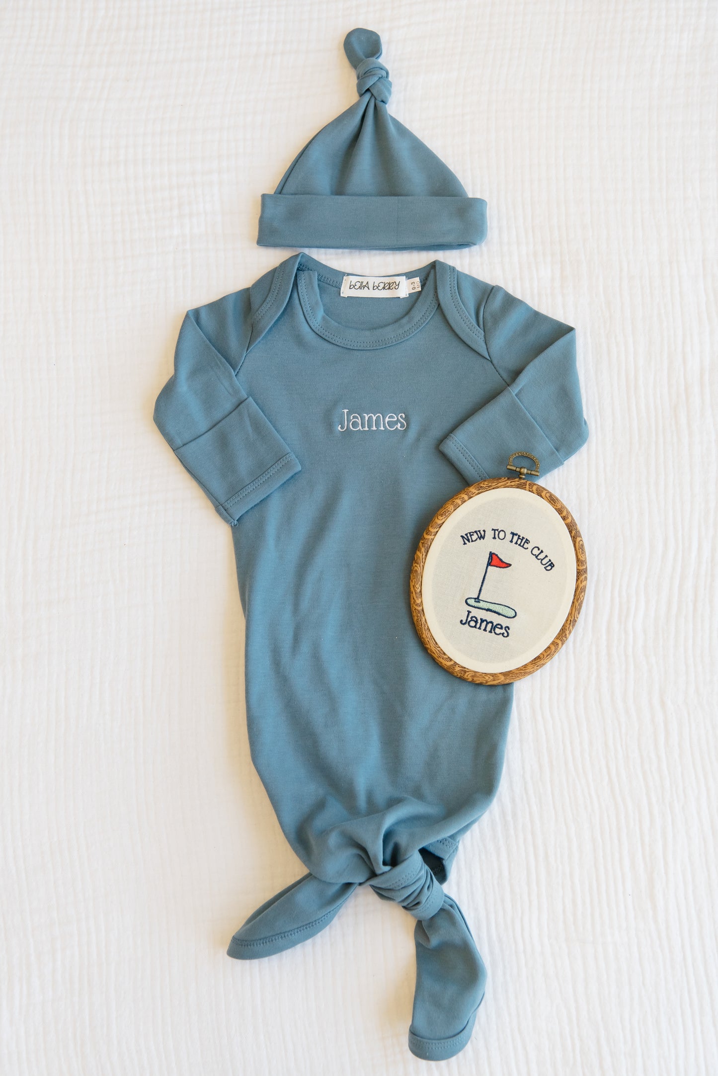 Personalized Organic Cotton Knotted Gown with Hat