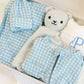 Blue Gingham Bamboo Footie