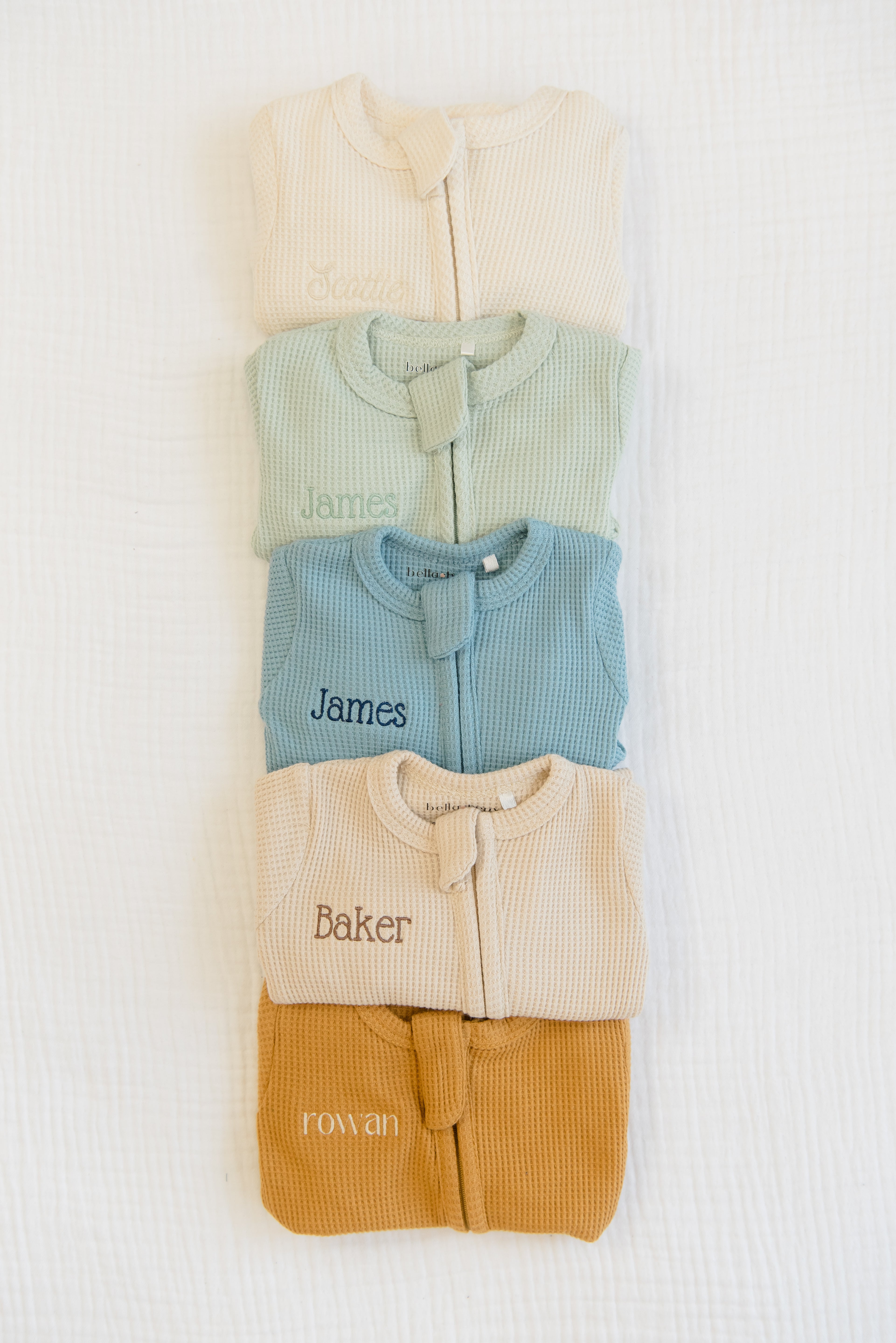 Personalized Organic Waffle Knit Footie