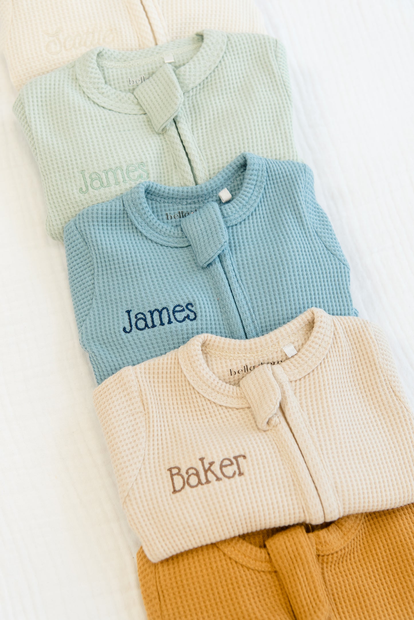 Personalized Organic Waffle Knit Footie
