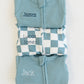 Personalized Organic Waffle Knit Footie Blue Gingham Collection