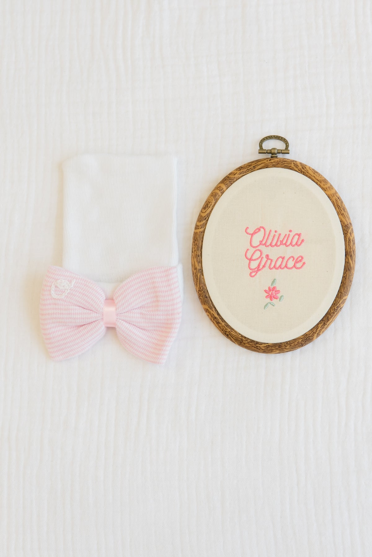 Hand Stitched Newborn Bow Hat