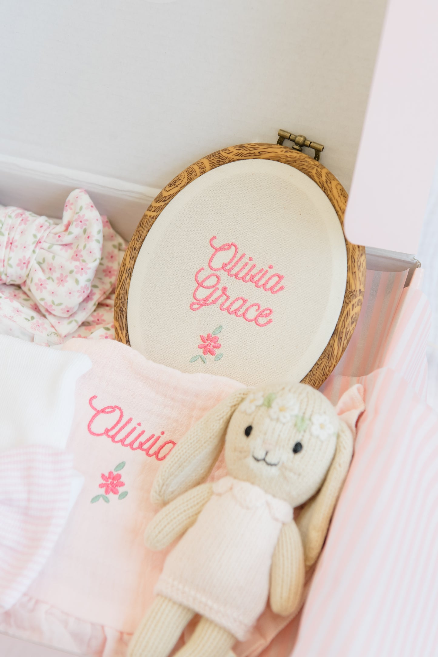 Embroidered Linen Name Plate