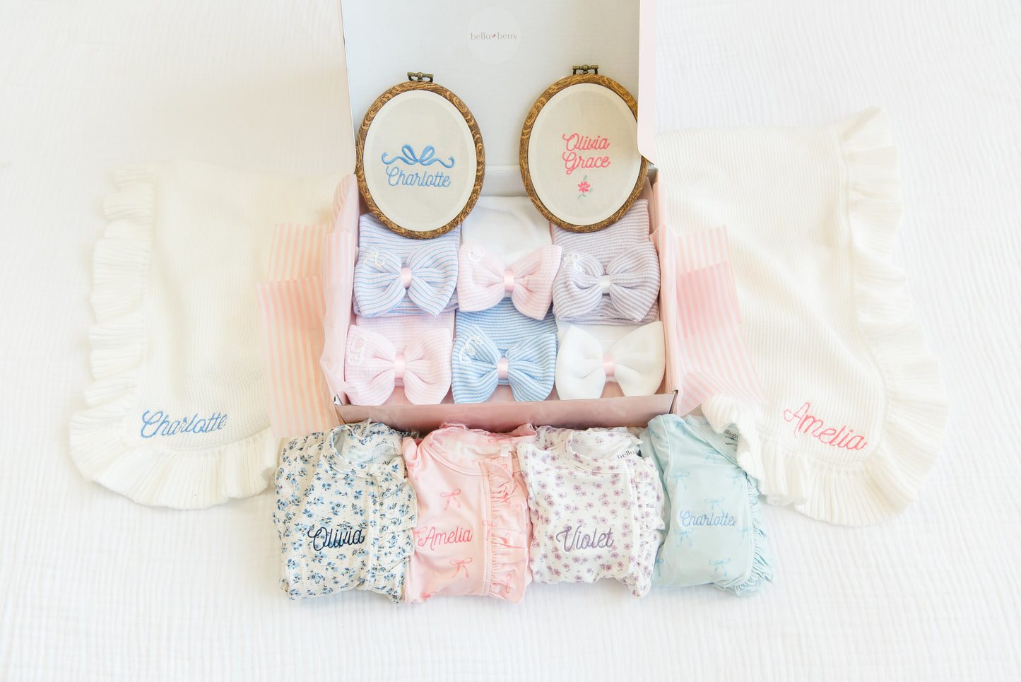 Embroidered Knitted Ruffled Blanket