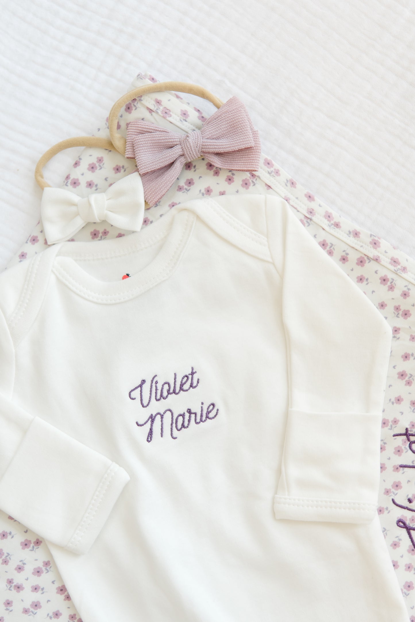 Personalized Lavender Bloom Knotted Gown Gift Set