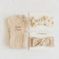 Personalized Organic Waffle Knit Ruffled Footie With Bow
