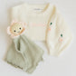 Girls Floral Embroidered Sweater with Puff Sleeve