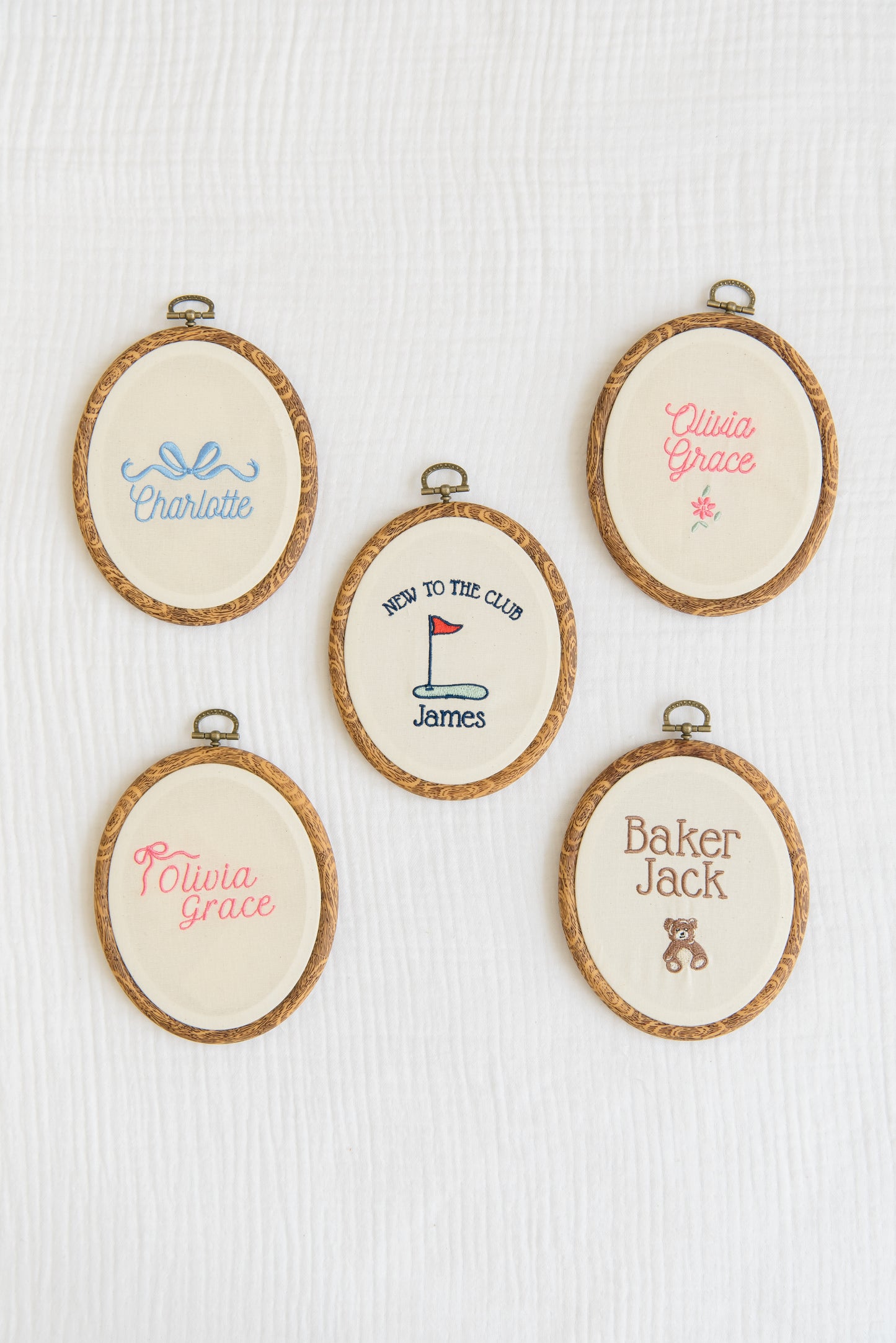 Embroidered Linen Name Plate