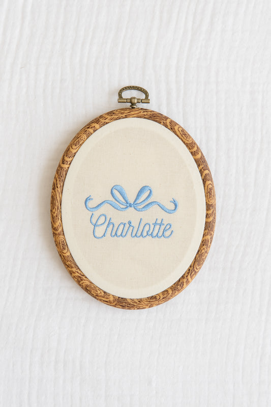 Embroidered Linen Name Plate