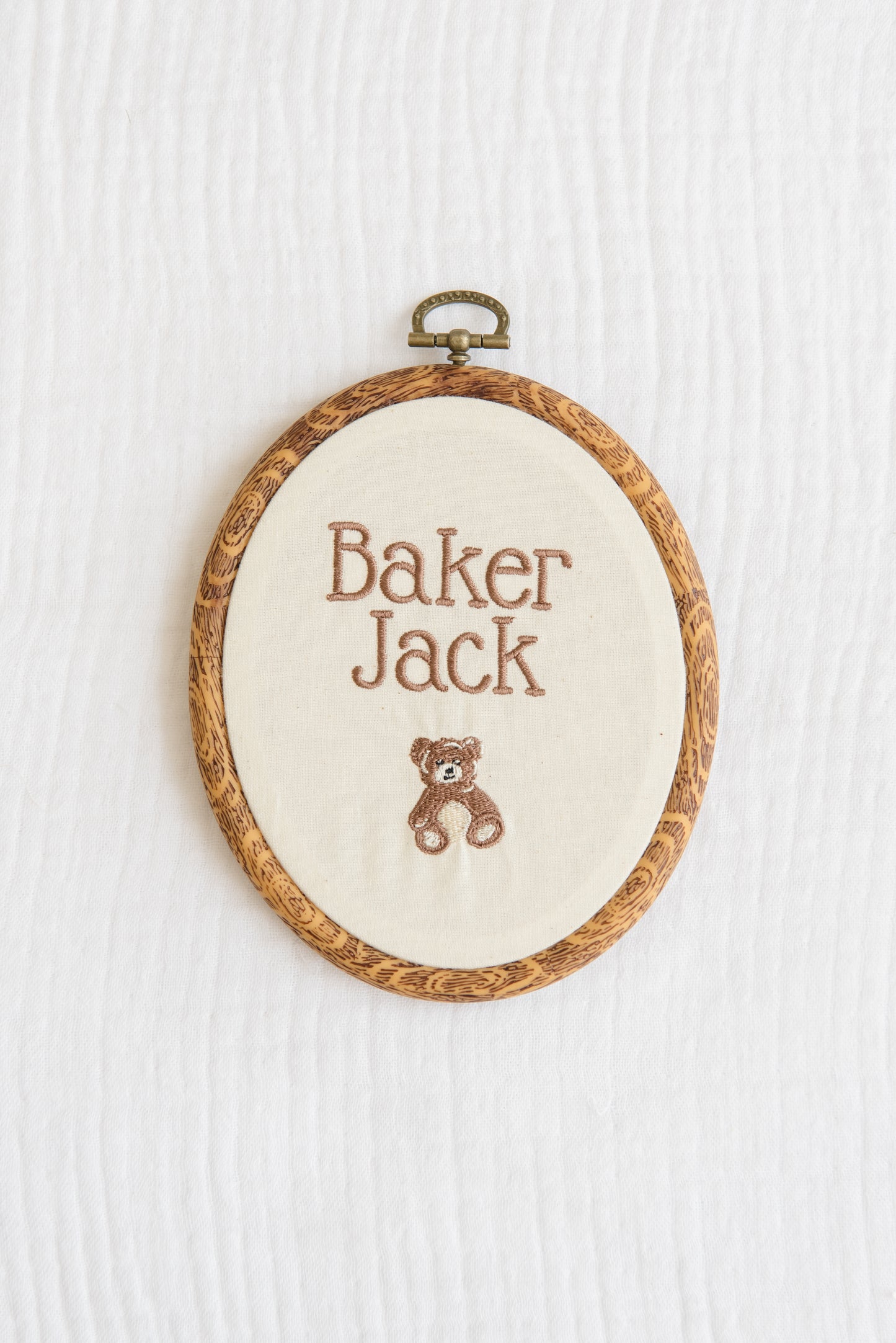 Embroidered Linen Name Plate