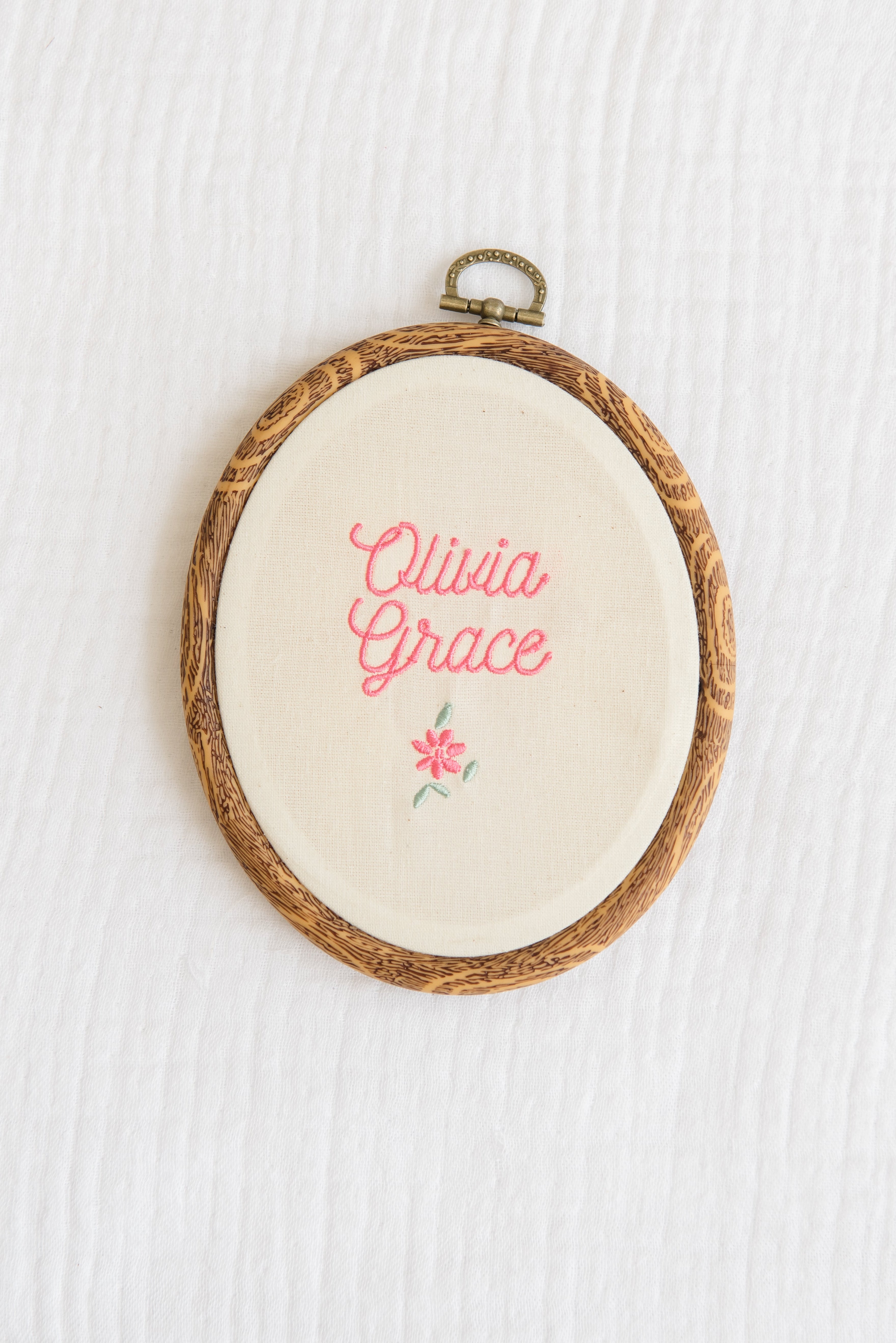 Embroidered Linen Name Plate