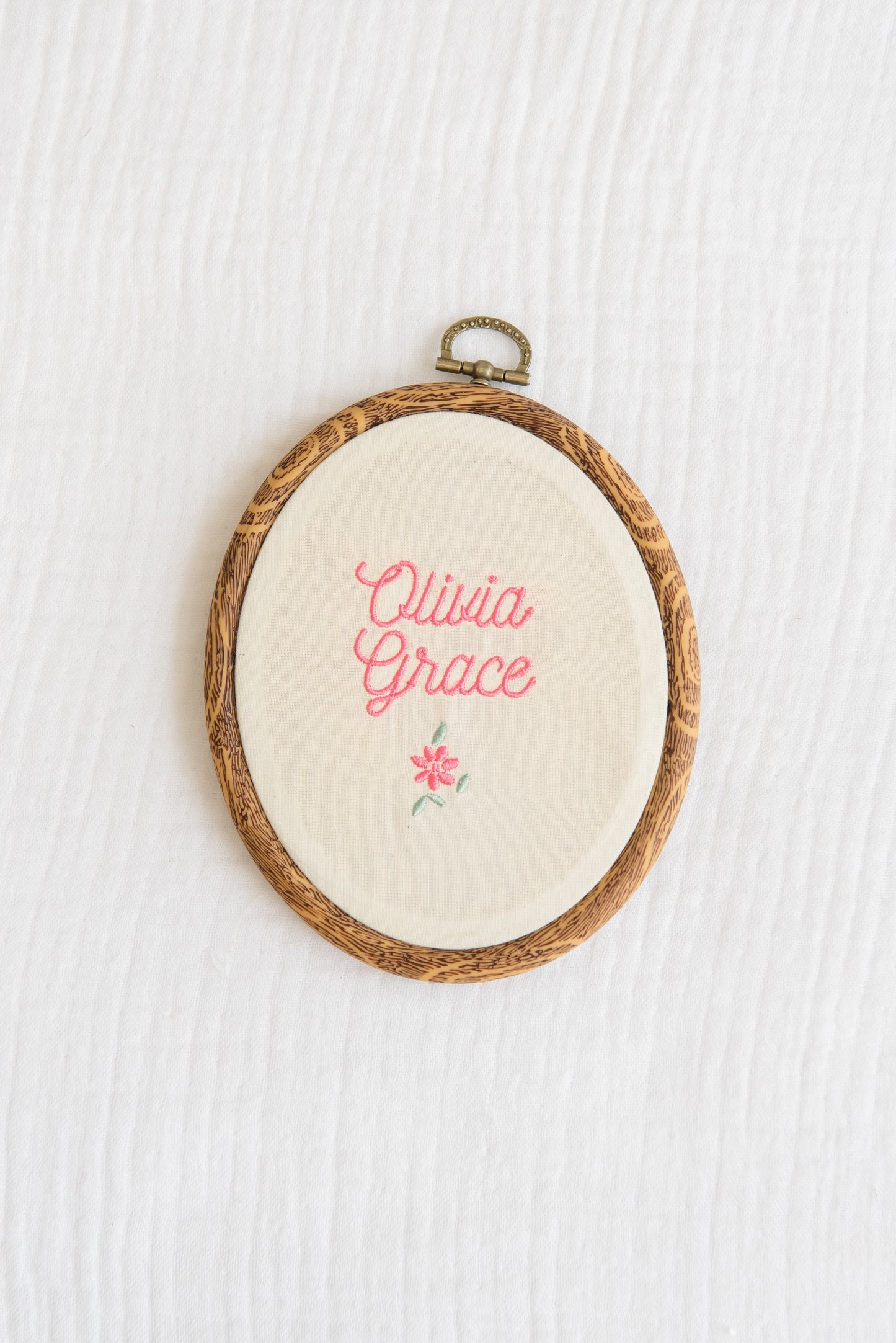 Embroidered Linen Name Plate