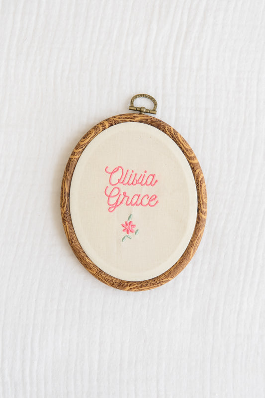 Embroidered Linen Name Plate