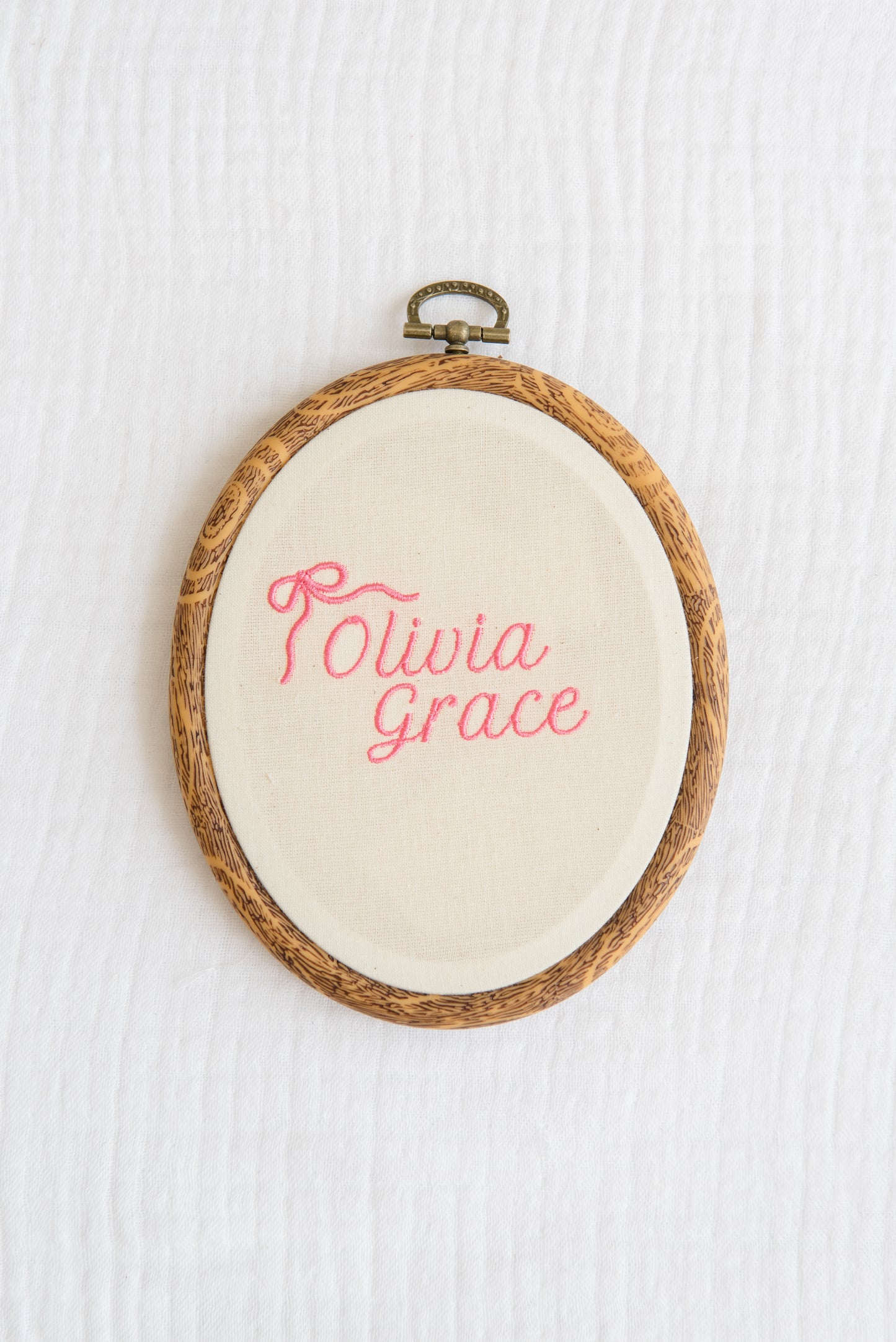 Embroidered Linen Name Plate