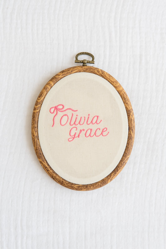 Embroidered Linen Name Plate