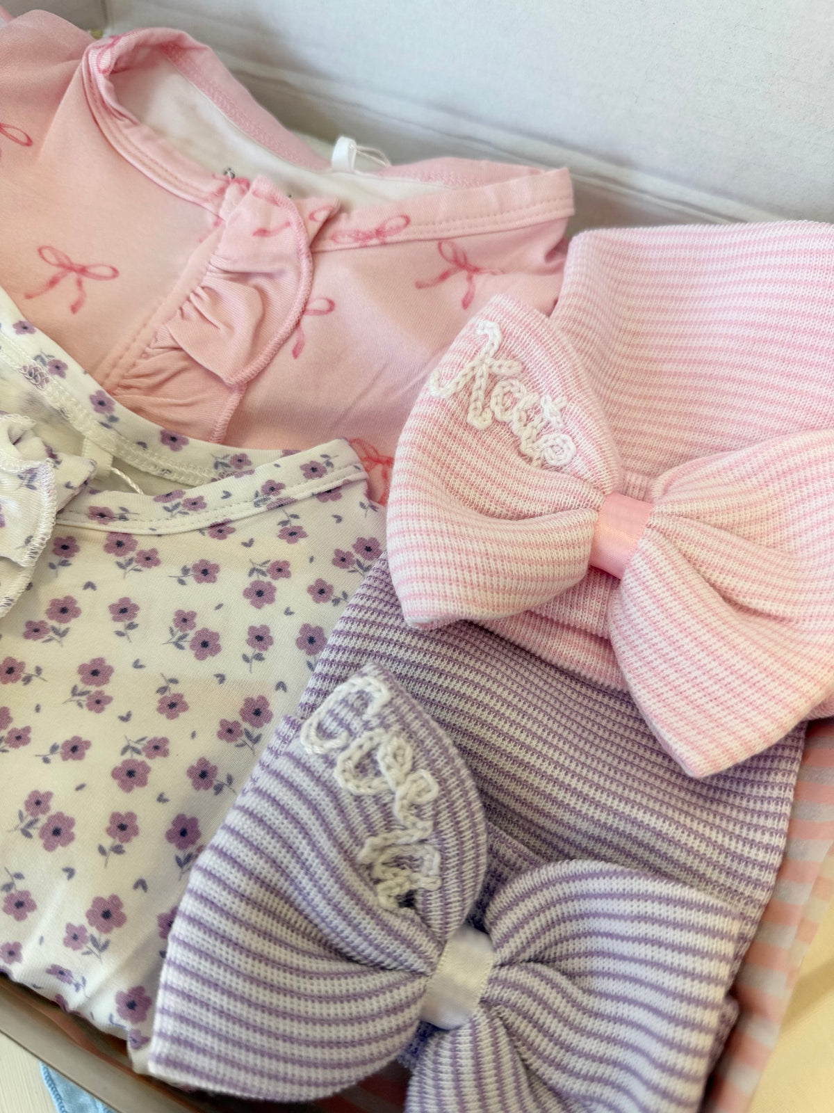 Hand Stitched Newborn Bow Hat