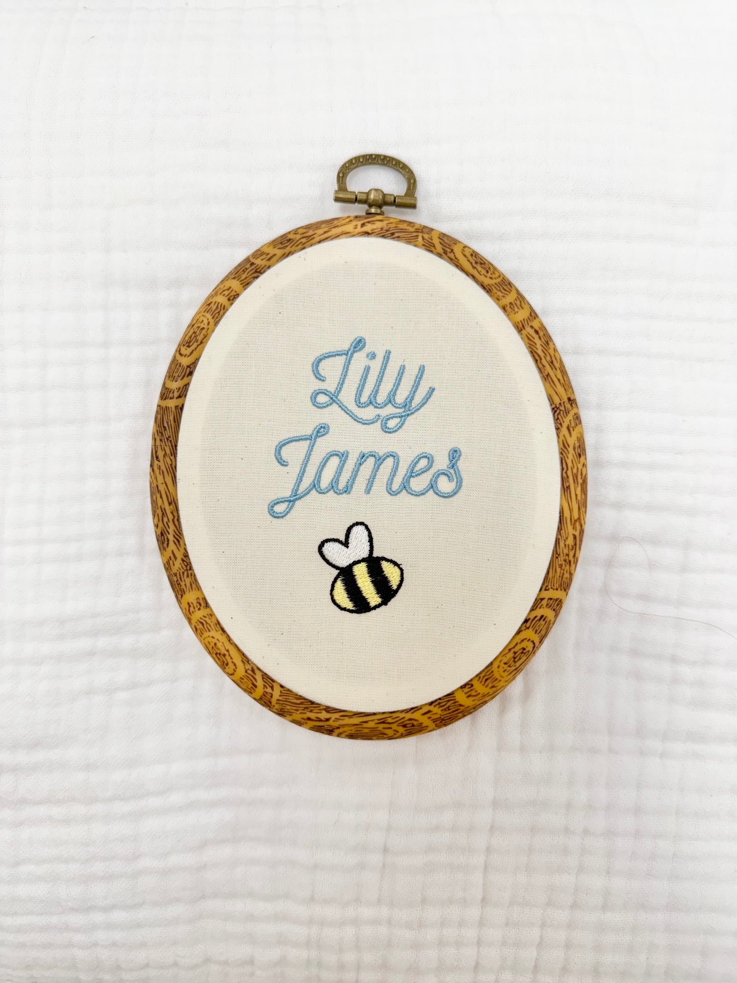 Embroidered Linen Name Plate