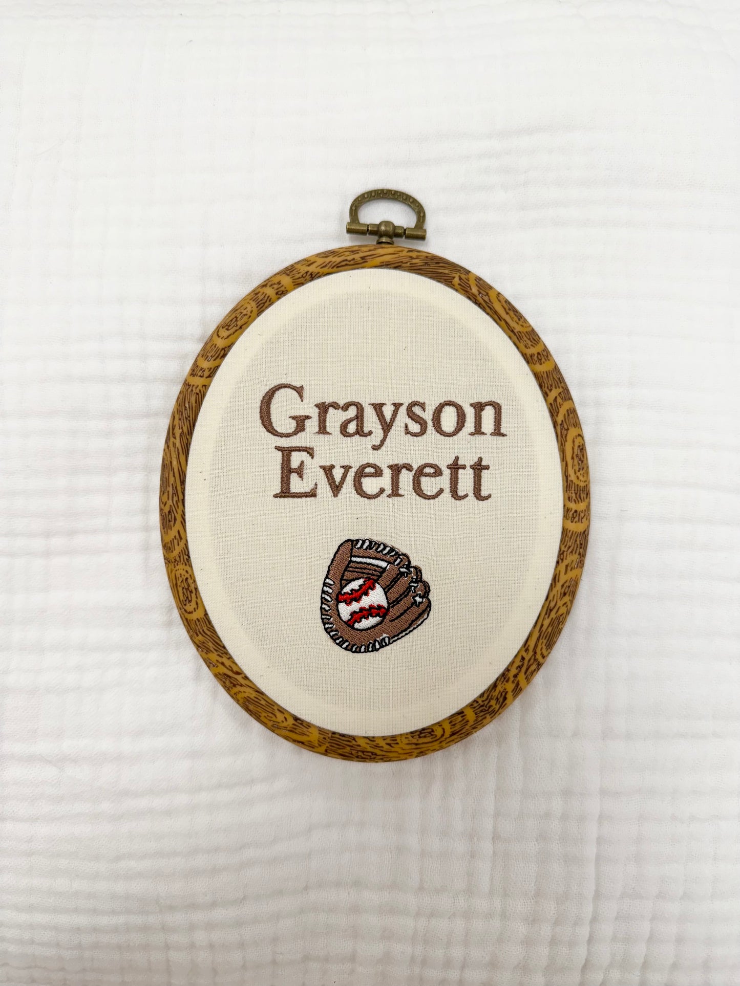Embroidered Linen Name Plate