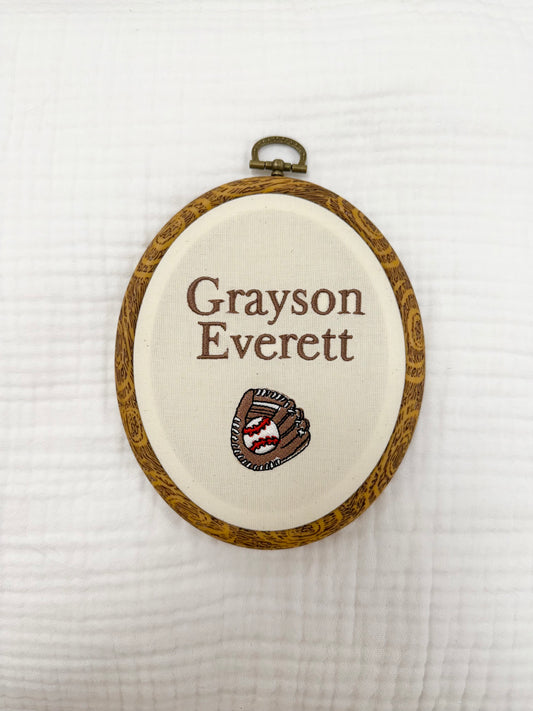 Embroidered Linen Name Plate
