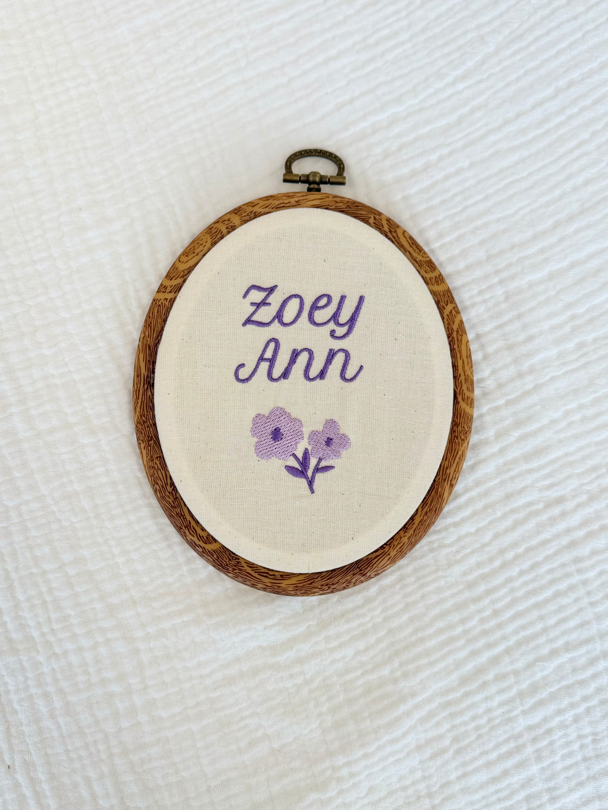 Embroidered Linen Name Plate