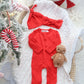 Candy Cane Red Organic Waffle Knit Bow