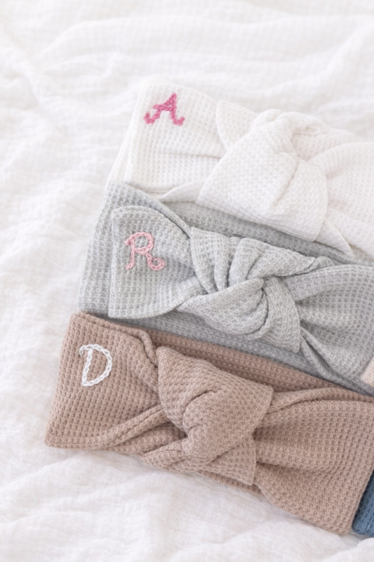 Personalized Hand Stitched Waffle Bows