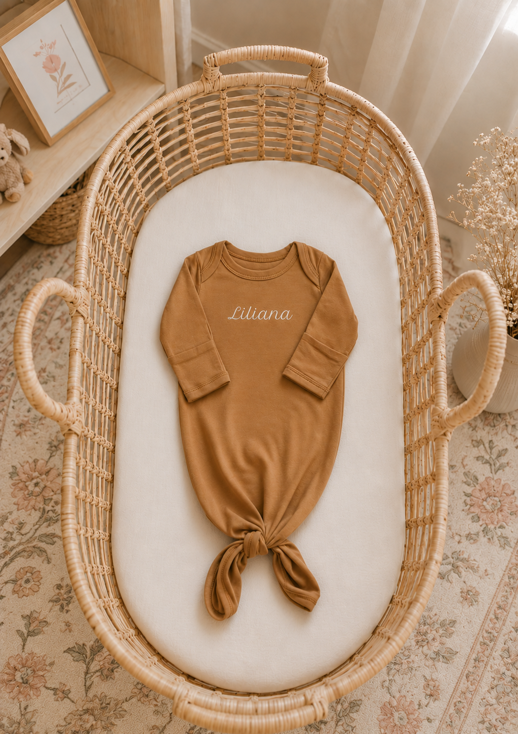 Personalized Organic Cotton Knotted Gown with Hat