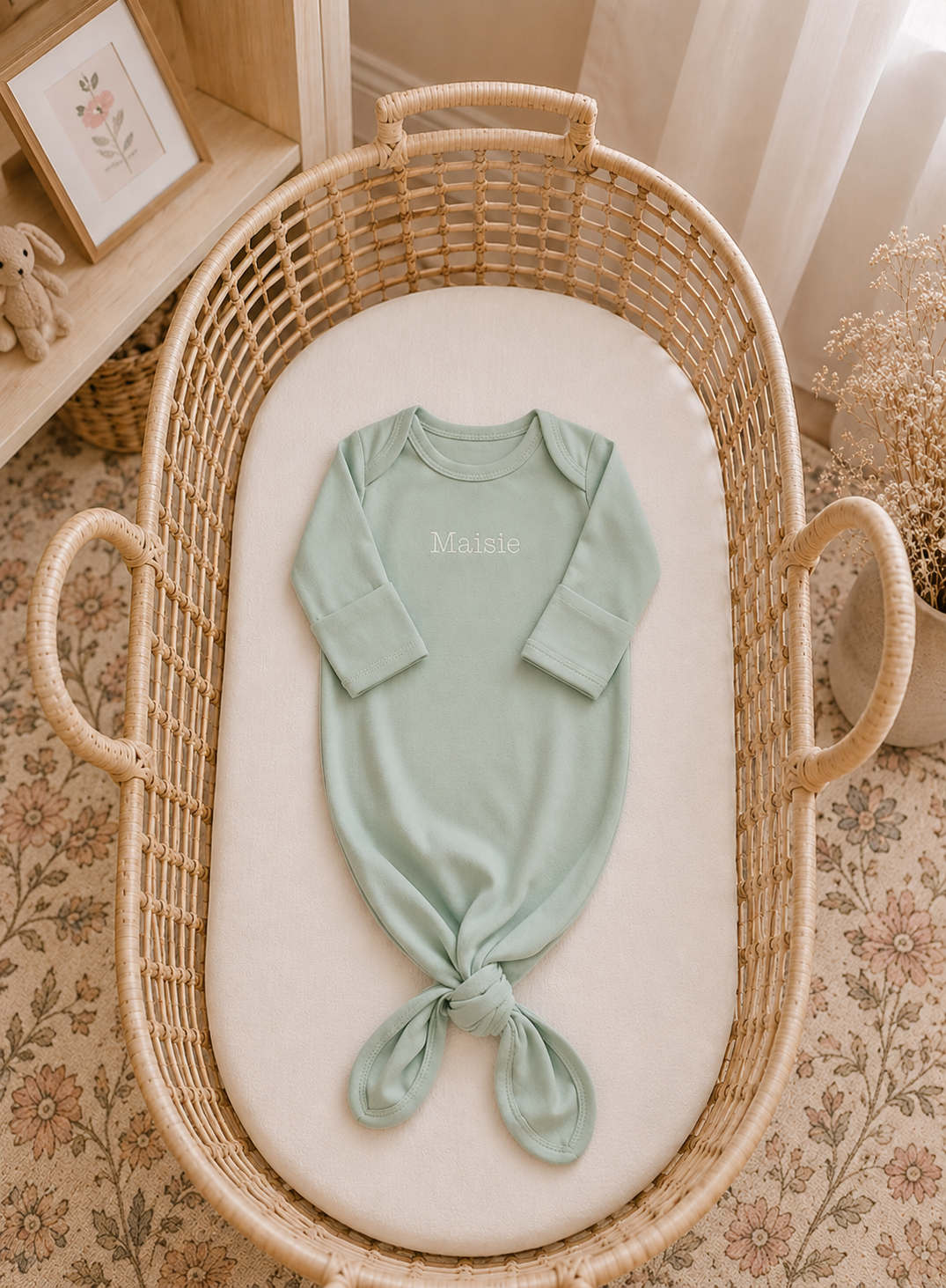 Personalized Organic Cotton Knotted Gown with Hat
