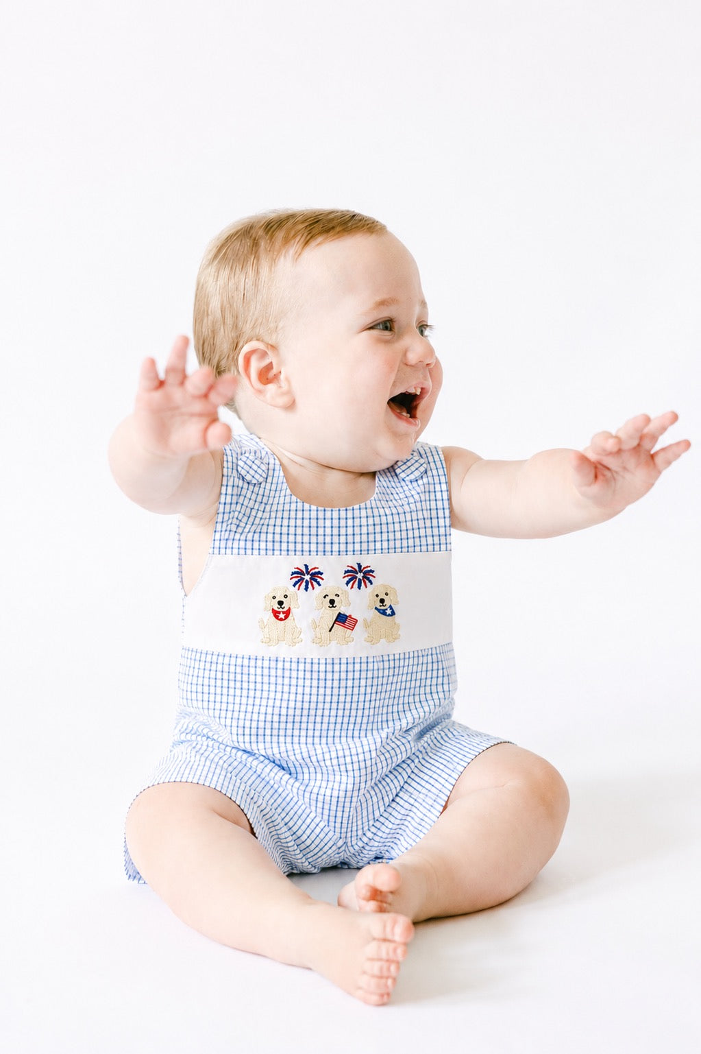 Embroidered Patriotic Puppy Romper