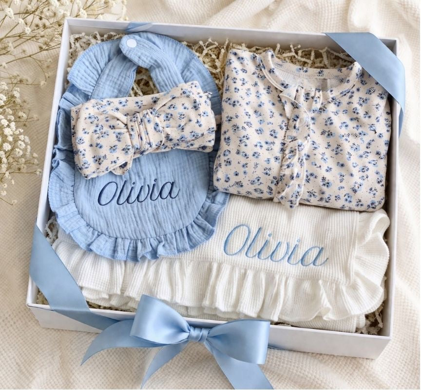 Blooming Blues Ruffled Footie
