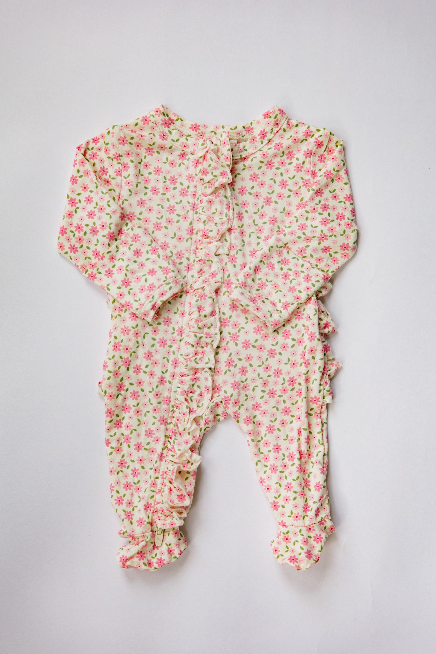 Pink Blossom Ruffled Footie