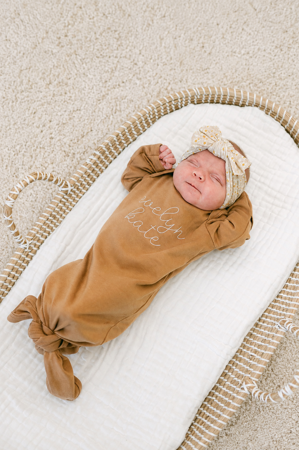 Personalized Organic Cotton Knotted Gown with Hat