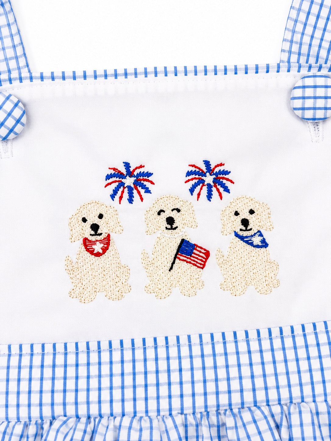 Embroidered Patriotic Puppy Romper