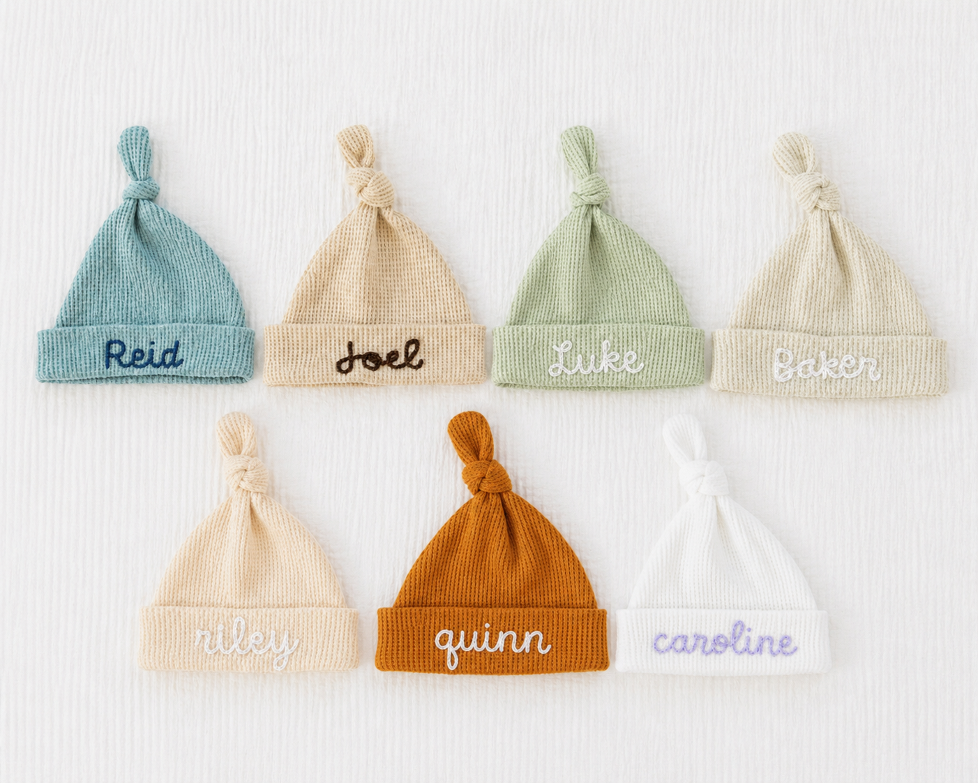 Personalized Hand Stitched Waffle Knit Hat