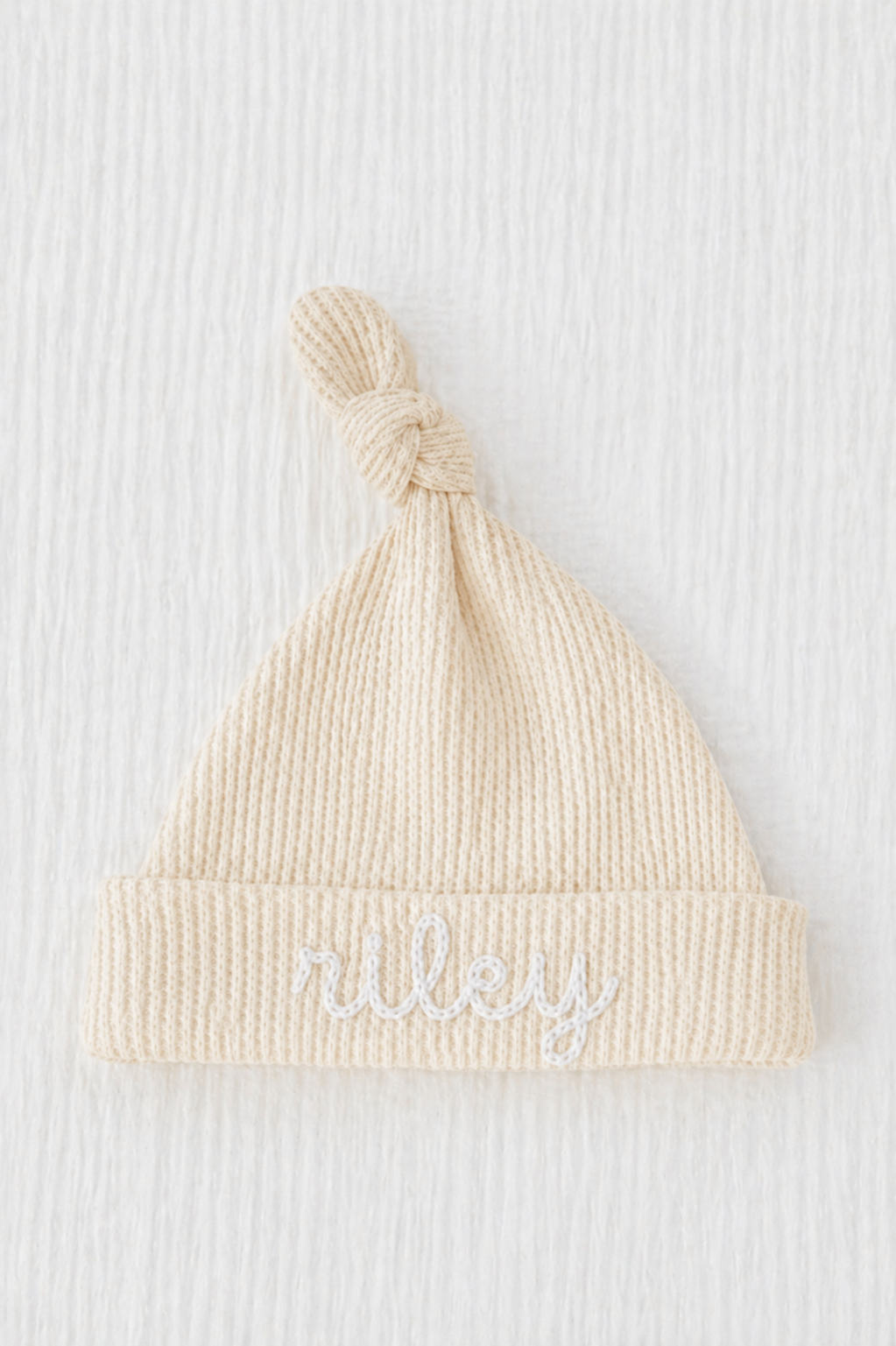 Personalized Hand Stitched Waffle Knit Hat